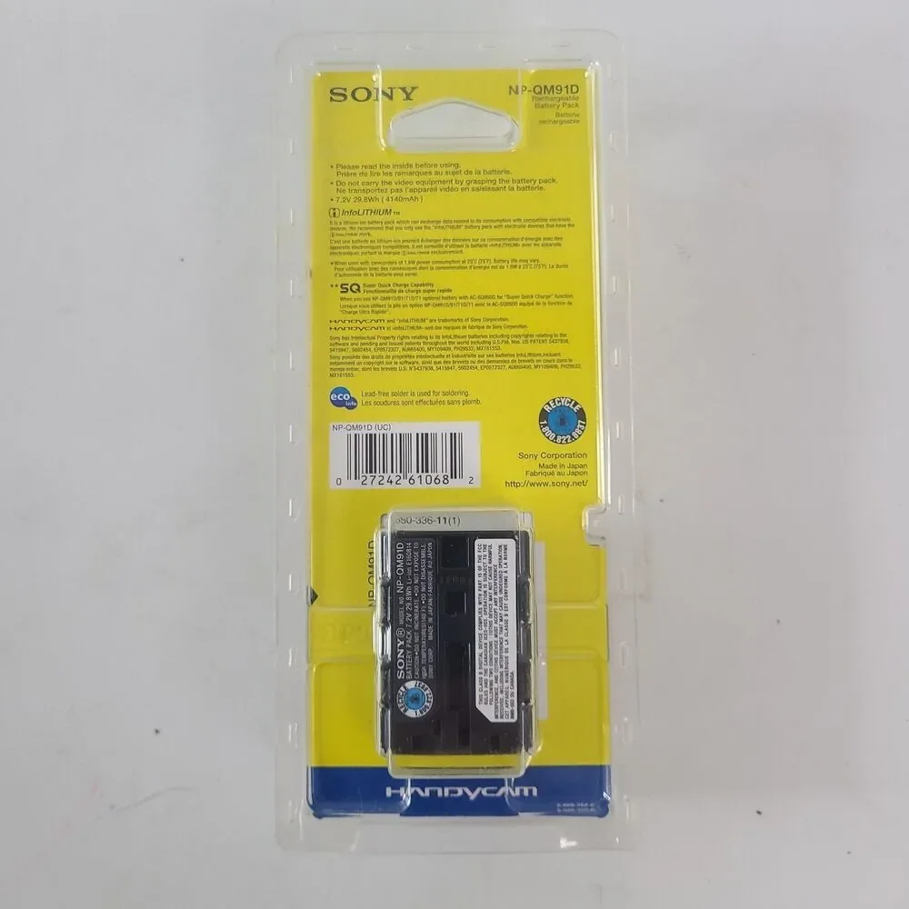 Sony NP-QM91D OEM Genuine Info-Lithium M Series SQ Battery for Video Camcorder